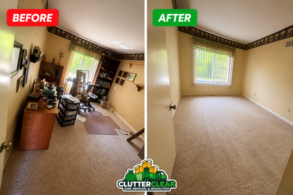 Junk and household items removed during a house cleanout completed by Clutter Clear in Canton, Michigan.